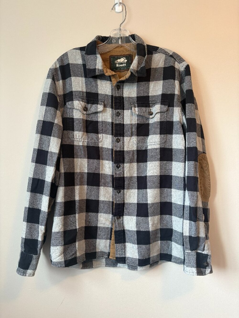 Roots Canada Men's Buffalo Plaid Flannel Button Down Shirt Jacket Medium M